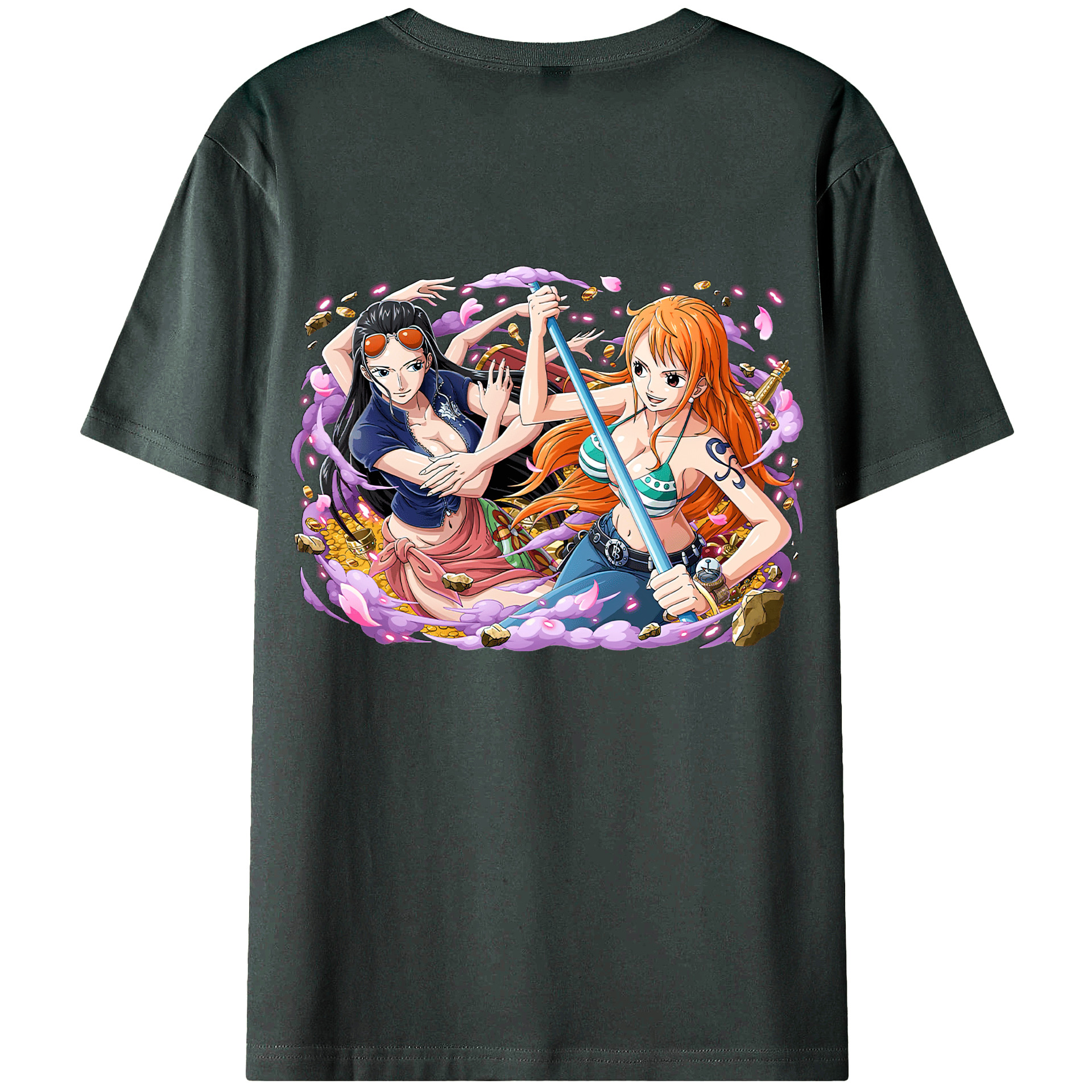 ワンピース ニコ・ロビン ONE PIECE Nico Robin 綿100％ メンズ半袖Tシャツ（バックプリント） 通気性